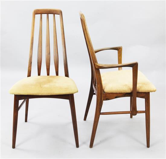 Koefoed Hornslet. A set of eight 1960s Danish rosewood Eva pattern dining chairs, H.3ft 2in.